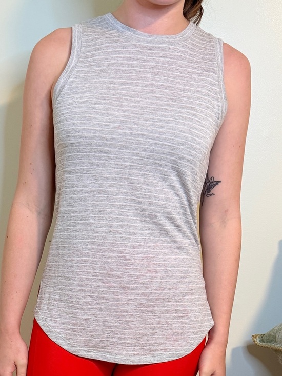 Athleta Tops - Athleta Gray Striped Modal Sleeveless Tank Top XXS Style 579798